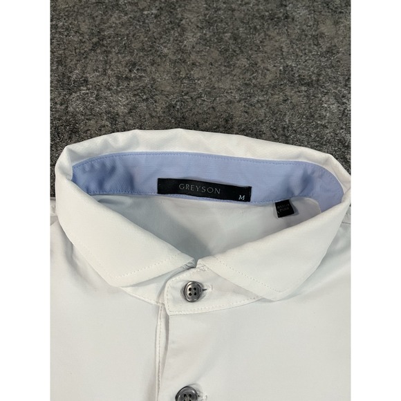 Greyson Golf Polo Shirt Mens Medium Arctic White Performance Stretch - Picture 4 of 7